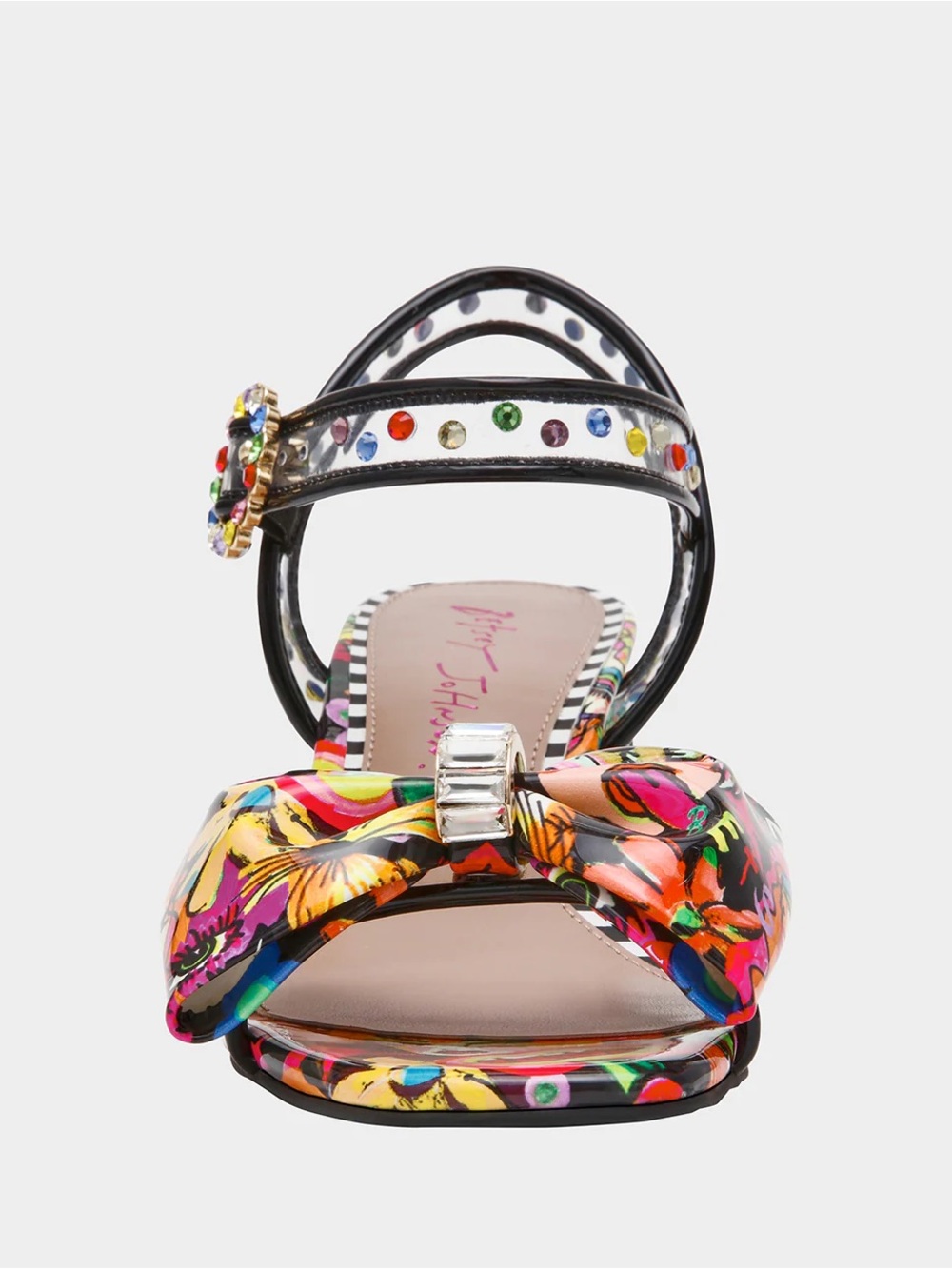 Like New!! Betsey Johnson Multicolor Embellished Block Heel Sandals - Picture 3 of 12